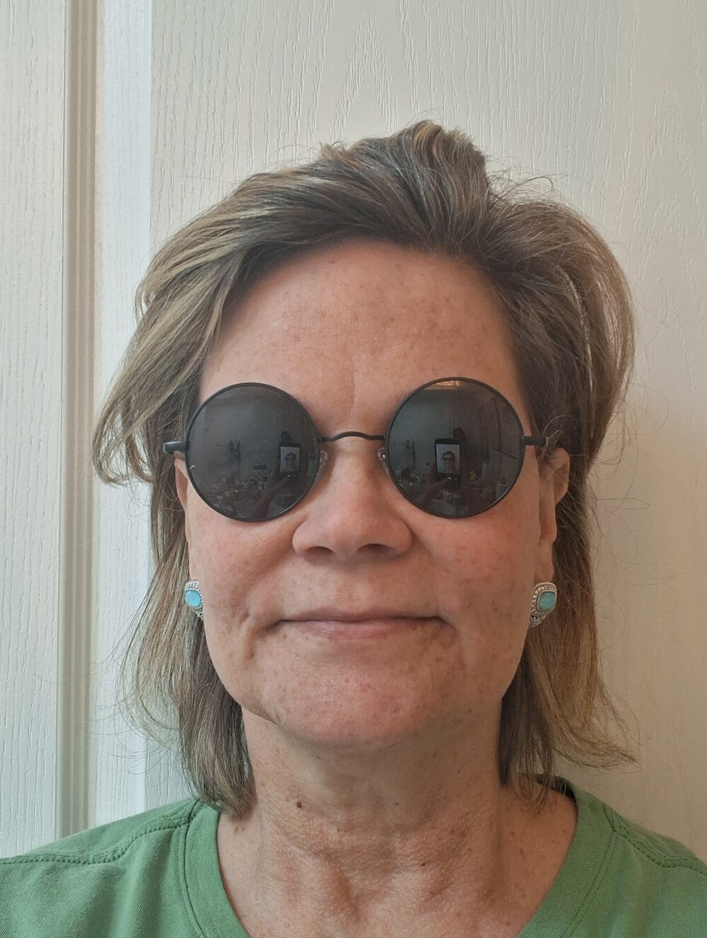 Judith Ripka Sterling Silver Earrings with Blue Turquoise Faceted Doublet Stones - Picture 10 of 13